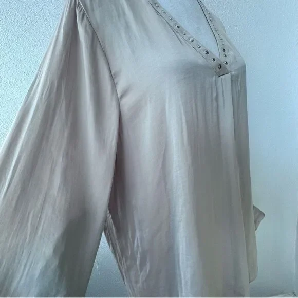 Carmen Mark Valvo Blouse Cream Tunic Long Sleeve Shirt SZ XL - Picture 7 of 13